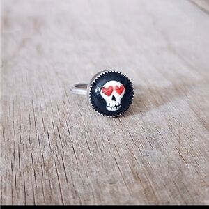 Child of Wild Black and Red Skull Ring for Kids